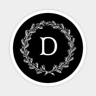 Beautiful Letter D Alphabet Initial Monogram Wreath Magnet